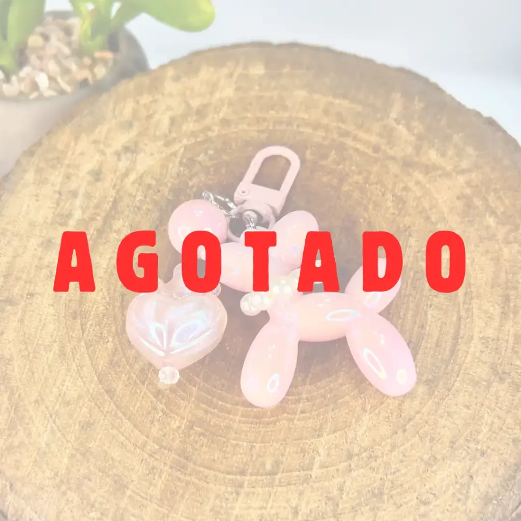 Llavero Perrito de Globo & Corazón (Rosado)
