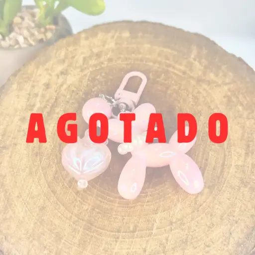 [03020004] Llavero Perrito de Globo & Corazón (Rosado)