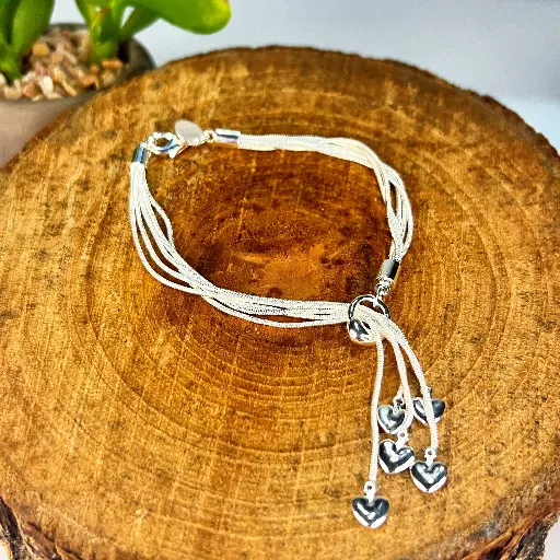 [01020013] Bracelete Elegante de Cinco Corazones 